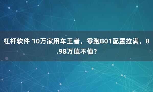 杠杆软件 10万家用车王者，零跑B01配置拉满，8.98万值不值？